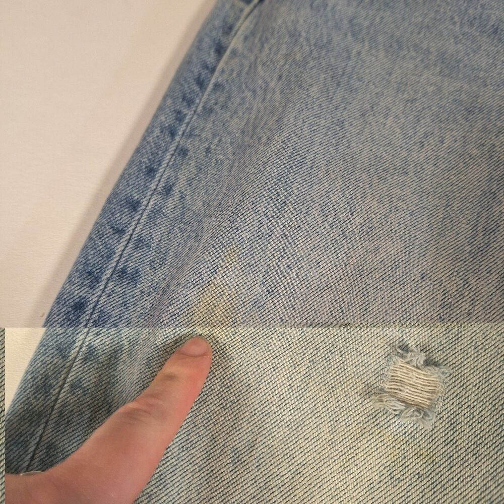 Zara Light Acid Wash Distressed High Rise Straight Leg Jeans Button Fly Size 8 - Picture 8 of 15